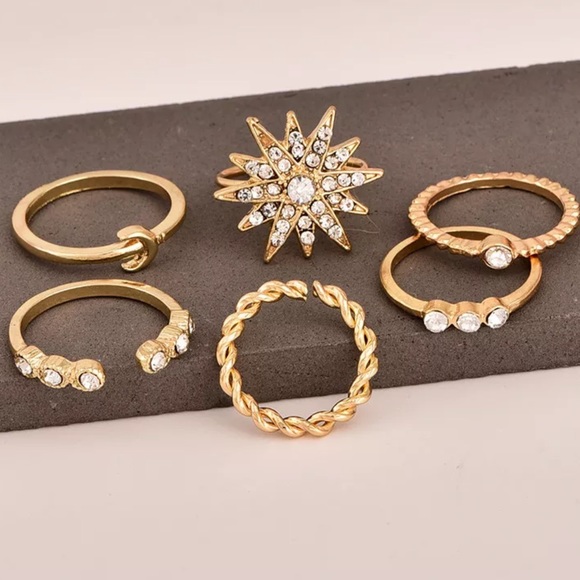 {MONIQUE} boho retro star crescent moon midi ring - Picture 2 of 7